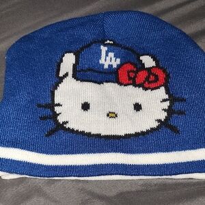 Hello Kitty Blue Knit Beanie with Red Bow